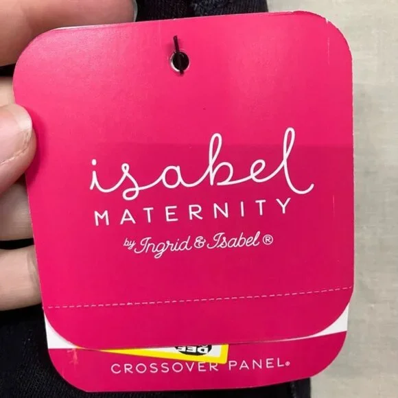 Isabel Maternity Women's 12 Black Crossover Panel Bermuda Jean Shorts Over Belly - Picture 12 of 14